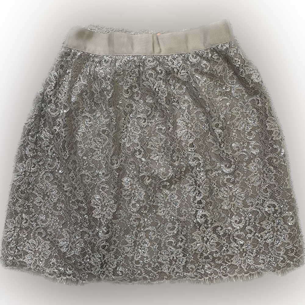 J Crew champagne metallic lace party or formal skirt - size 10